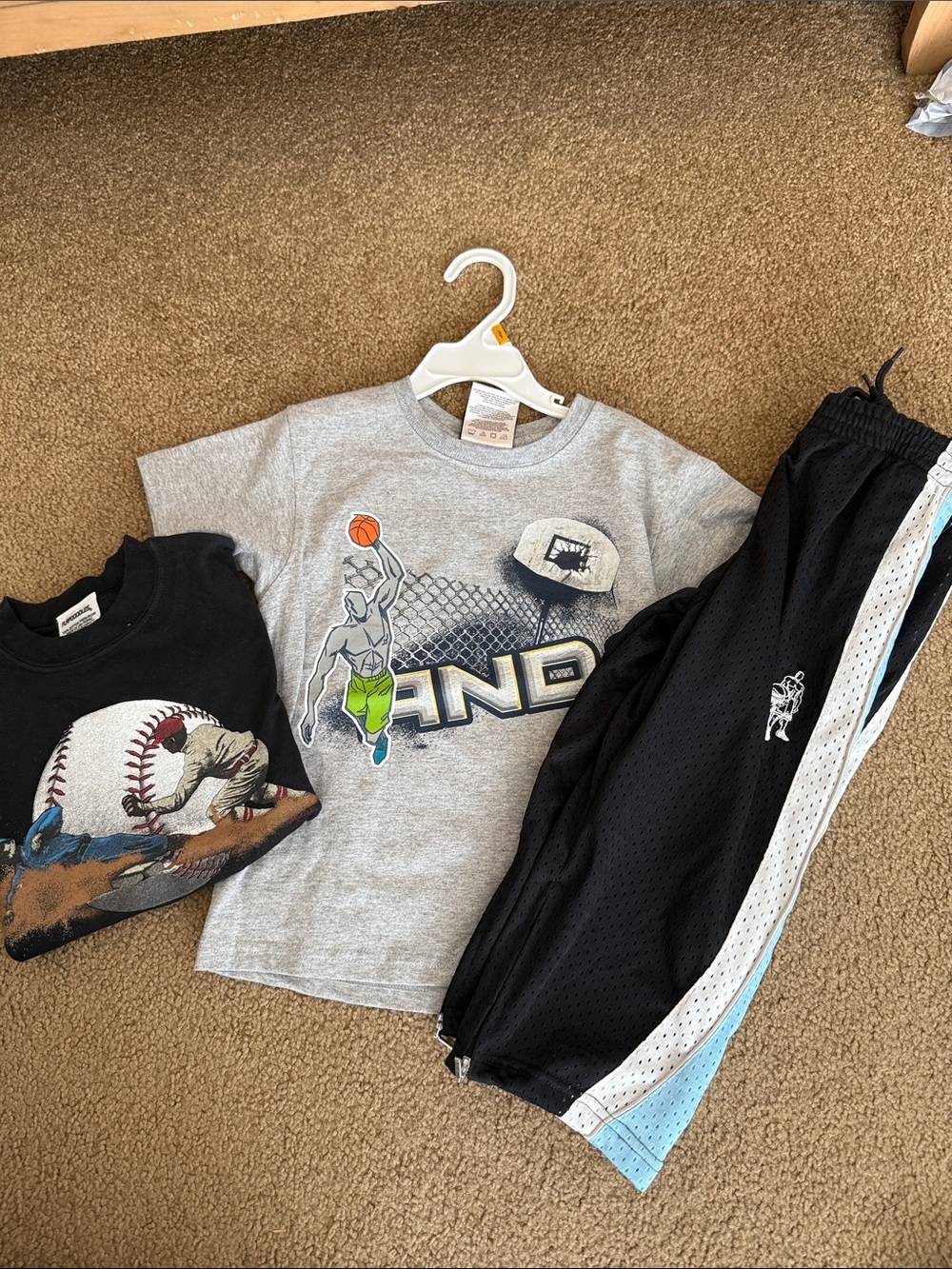 Lot of 3T And1 Gray Kids Basketball Tee and1 bottoms and flapdoodles t